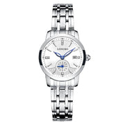 Trade Shop - Orologio Uomo Donna Longbo 80436 Analogico Data Acciaio Silver Bianco Lancette Blu -   -donna    -