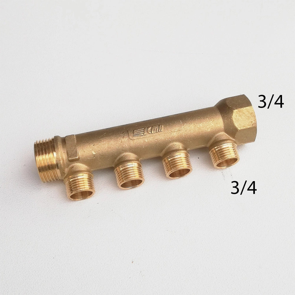 Collettore lineare da 3/4 - 18mm a 4 vie da 3/4 mf di ottone