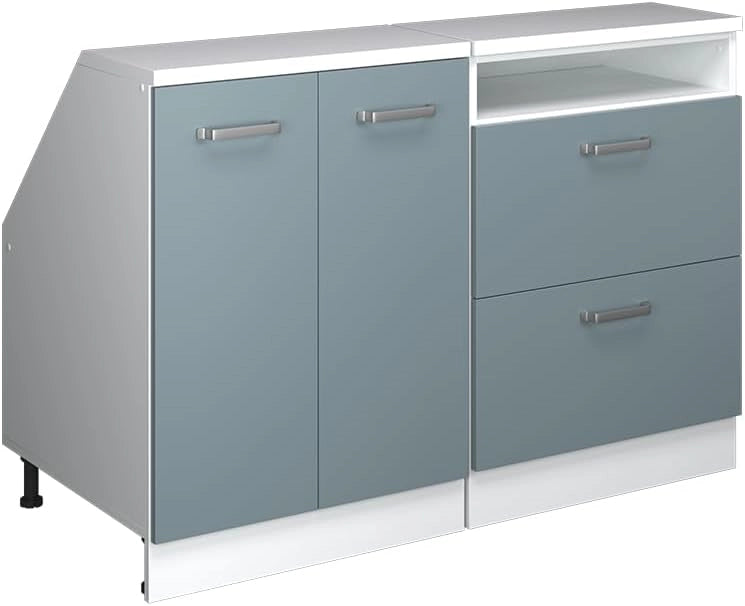 Set di mobili sottotetto Rion, Grigio-blu, 120 cm Set di 2 carcasse armadio profondità 60 cm, adatto per il salvaspazio sotto tetti spioventi