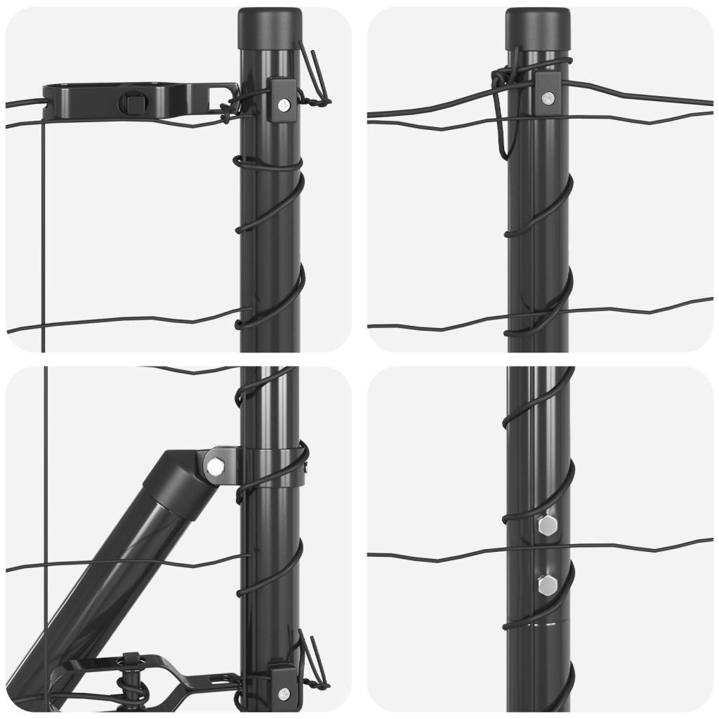 Recinzione Euro con 7 Poste 1.4x10 m Acciaio Zincato Grigio