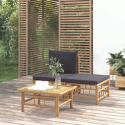 Salotto da Giardino-Set Salotto da Giardino 3pz con Cuscini Grigio Scuro Bamb¨´
