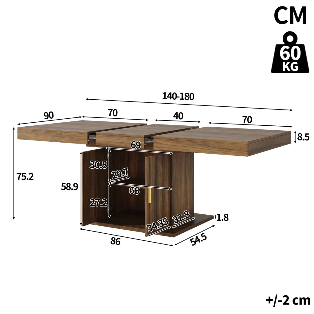 Tavolo da pranzo estensibile 140-180 cm con vano contenitore