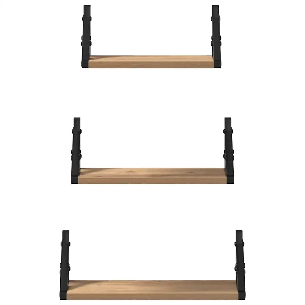 Scaffale da parete Montaggio a parete 3 pcs Quercia Fumosa 869097