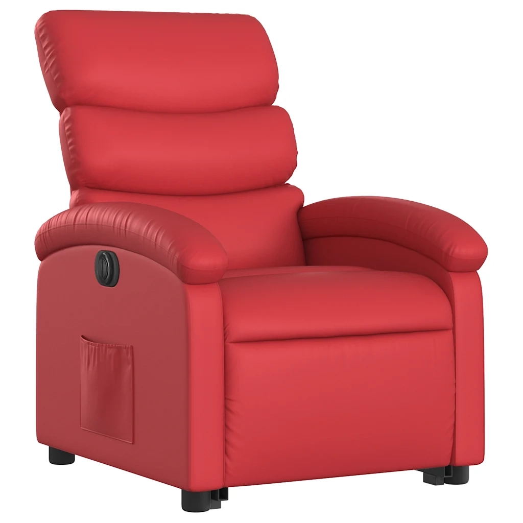 Poltrona Alzapersona Reclinabile Elettrica Rossa in Similpelle 3204059
