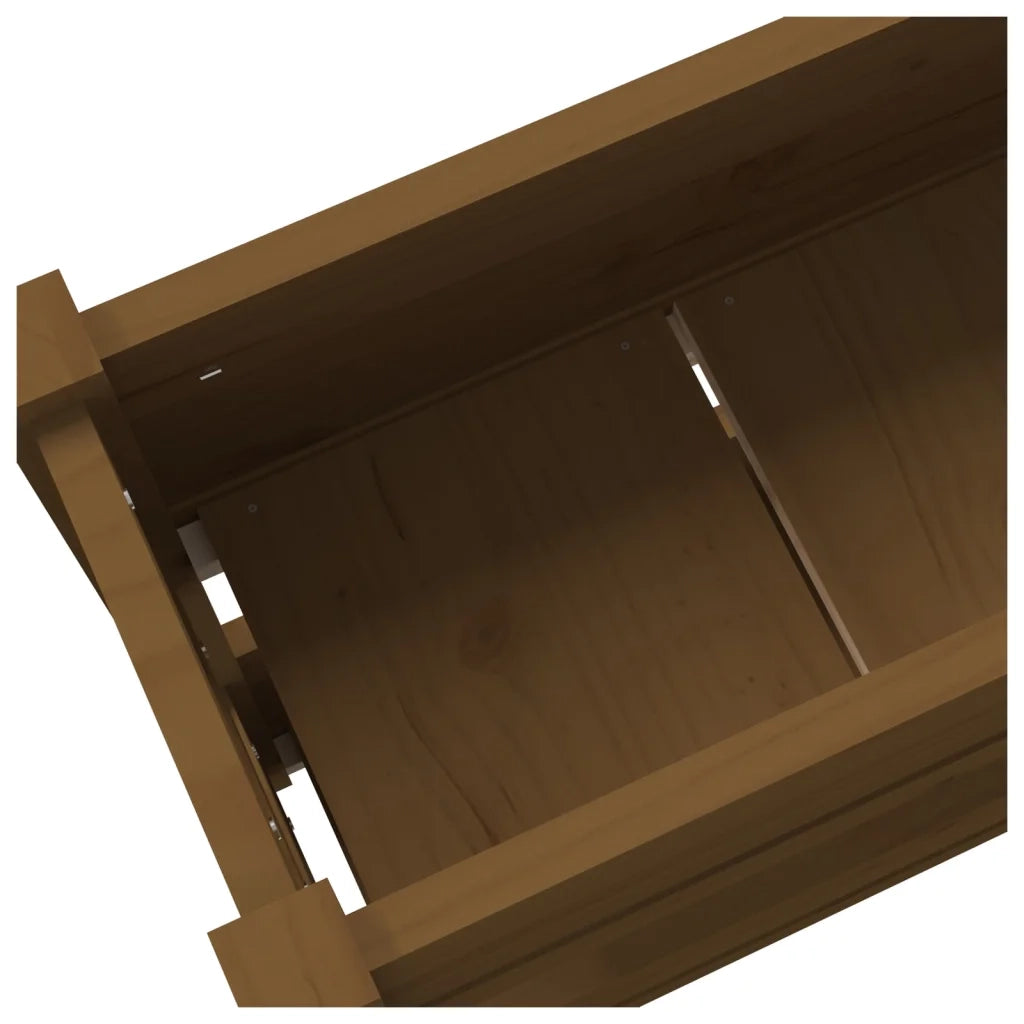 Fioriera | Cassetta per fiori | Vaso Marrone Ambra 112x25x66 cm in Legno Massello di Pino