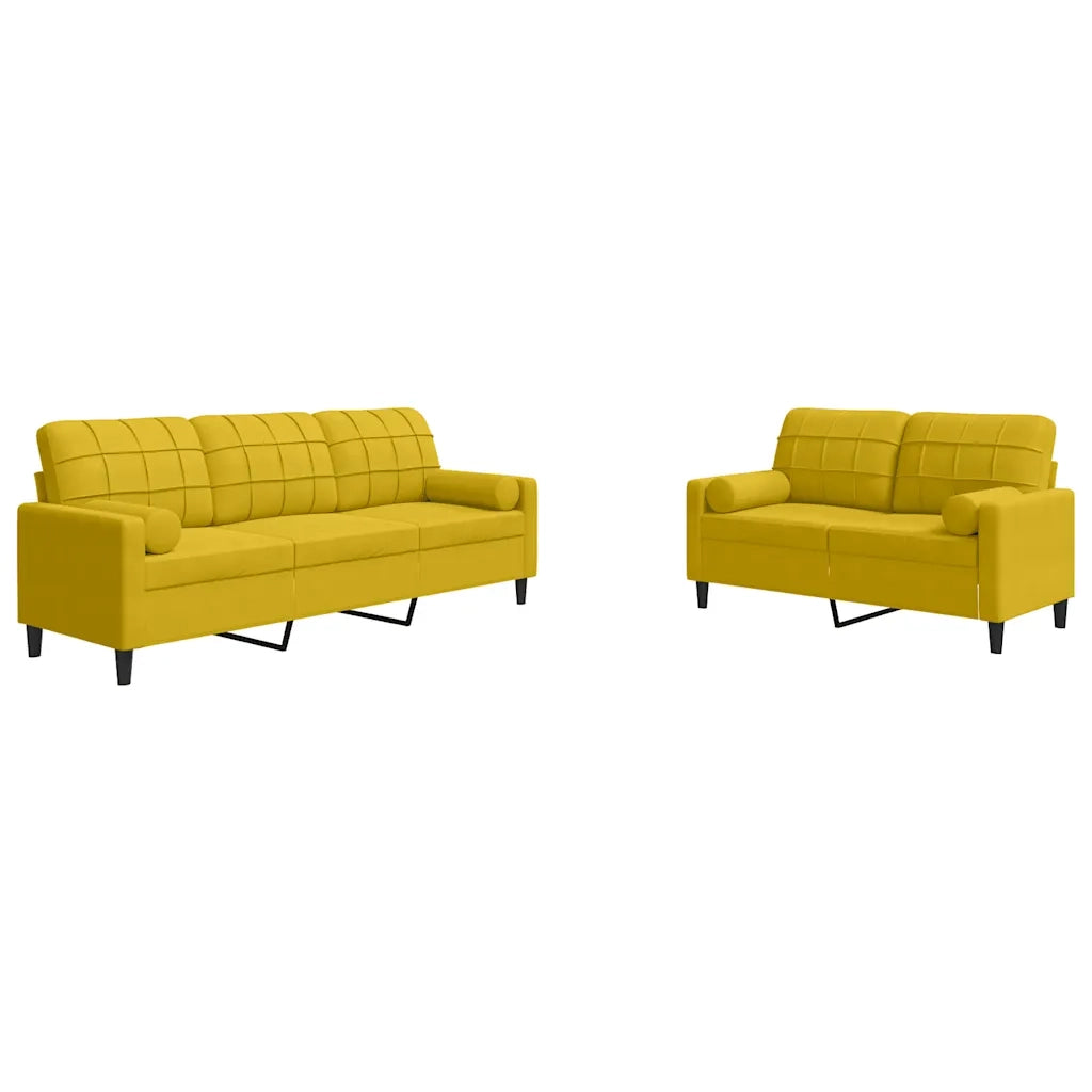 Set di Divani 2 pz con Cuscini e Rinforzi Giallo in Velluto 3278417