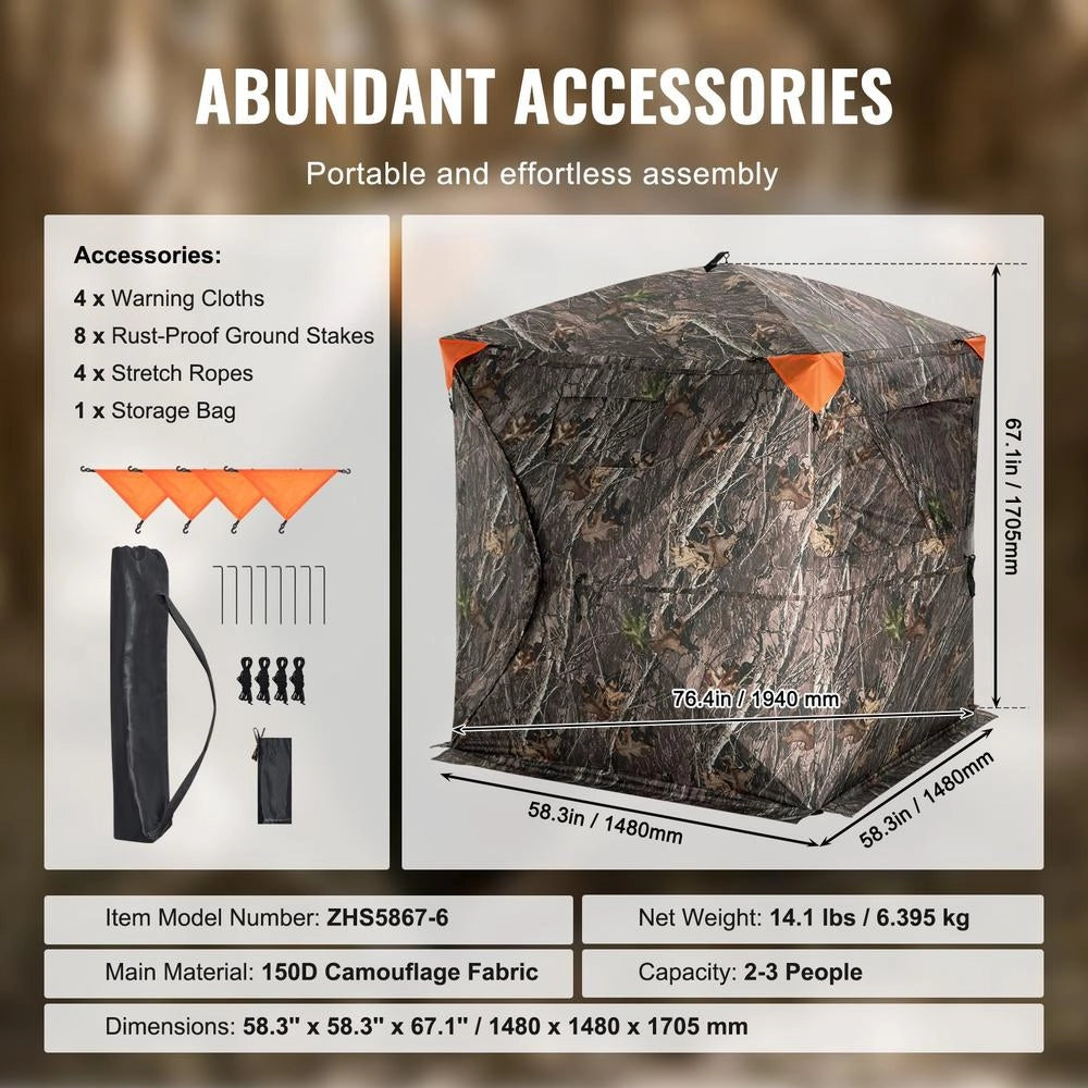 Hunting Blind/hide 270° Transparent Base Panel 148x148x170cm