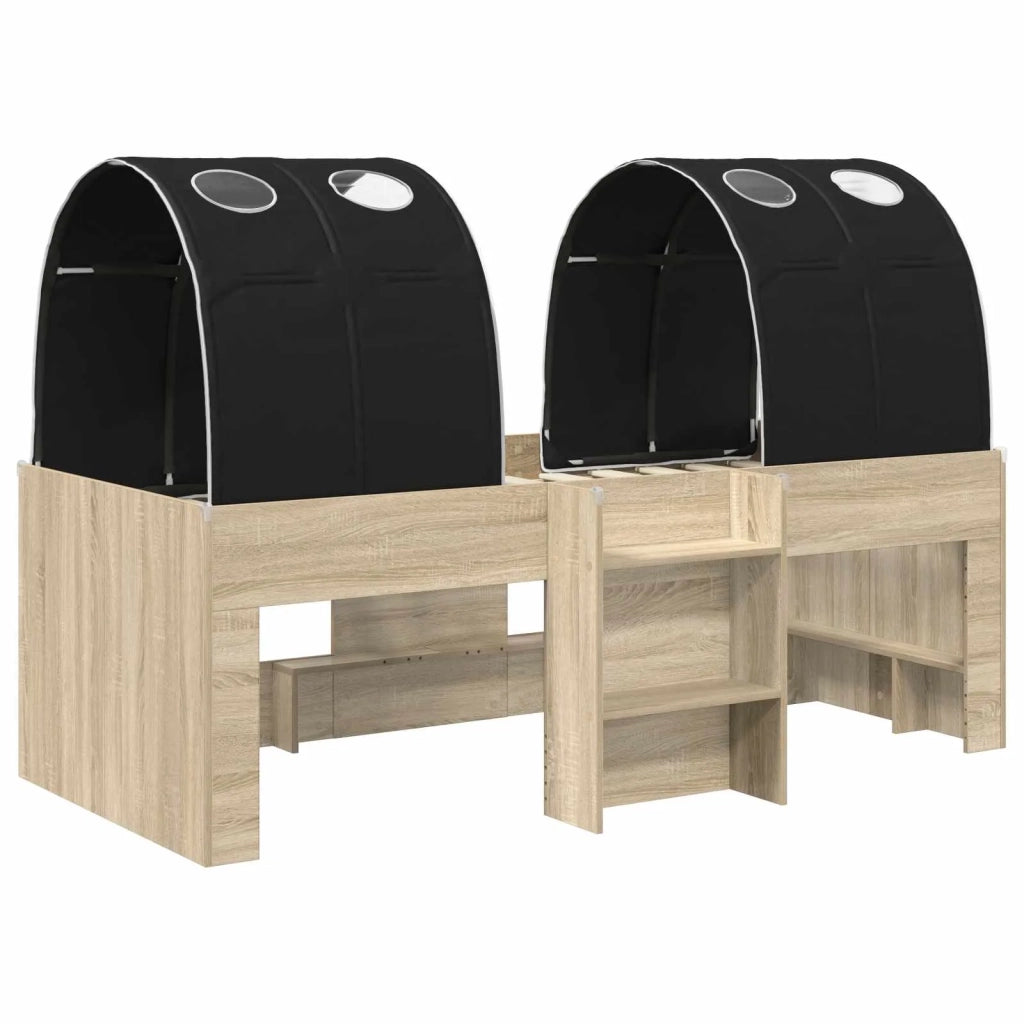 Letto con Tunnel 3 pz Sonoma e Nero Legno ingegnerizzato 3423580