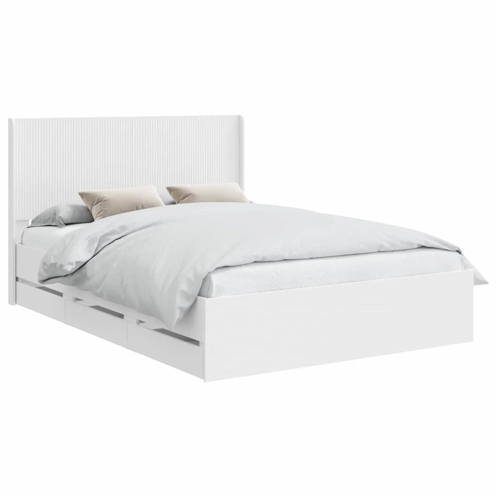 Struttura del letto con stoccaggio e testata Bianco 3413935