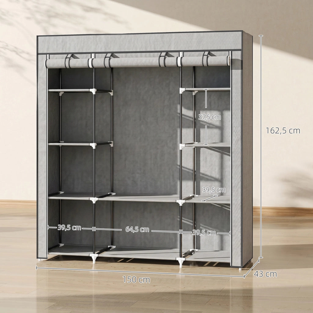 Armadio Guardaroba Appendiabiti con Ripiani ¨C Minimal ¨C Grigio 150x43x162.5 cm
