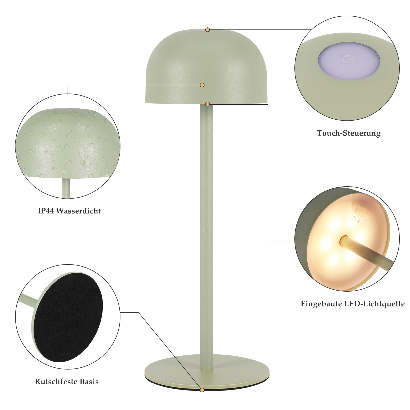 ZMH Lampada da tavolo LED set 2 pezzi verde wireless dimmerabile 3 temperature per camera letto soggiorno