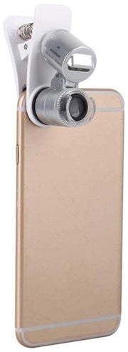 Vetrino di ingrandimento 60x - Obiettivo per smartphone - Microscopio LED - Regolabile - Duraturo - Compattibile e Leggero