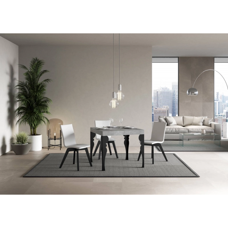 Tavolo allungabile 90x90/246 cm Paxon telaio Antracite - Cemento
