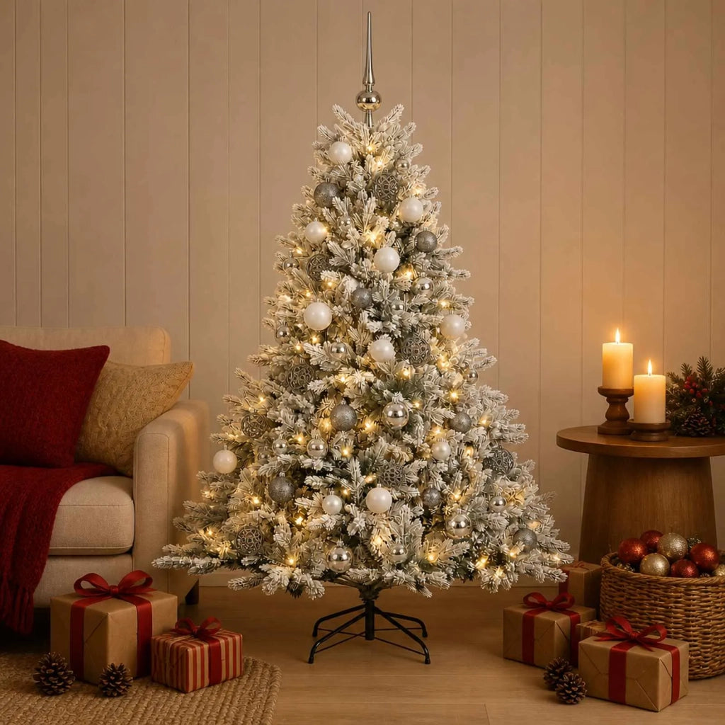 Albero di Natale artificiale con palline 120 cm 150 LED 3466137