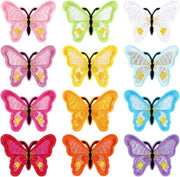Striscia applicabili per abbigliamento - 12 pezzi Patches a tema farfalla e fiori ricamati per jeans, borse e giacche