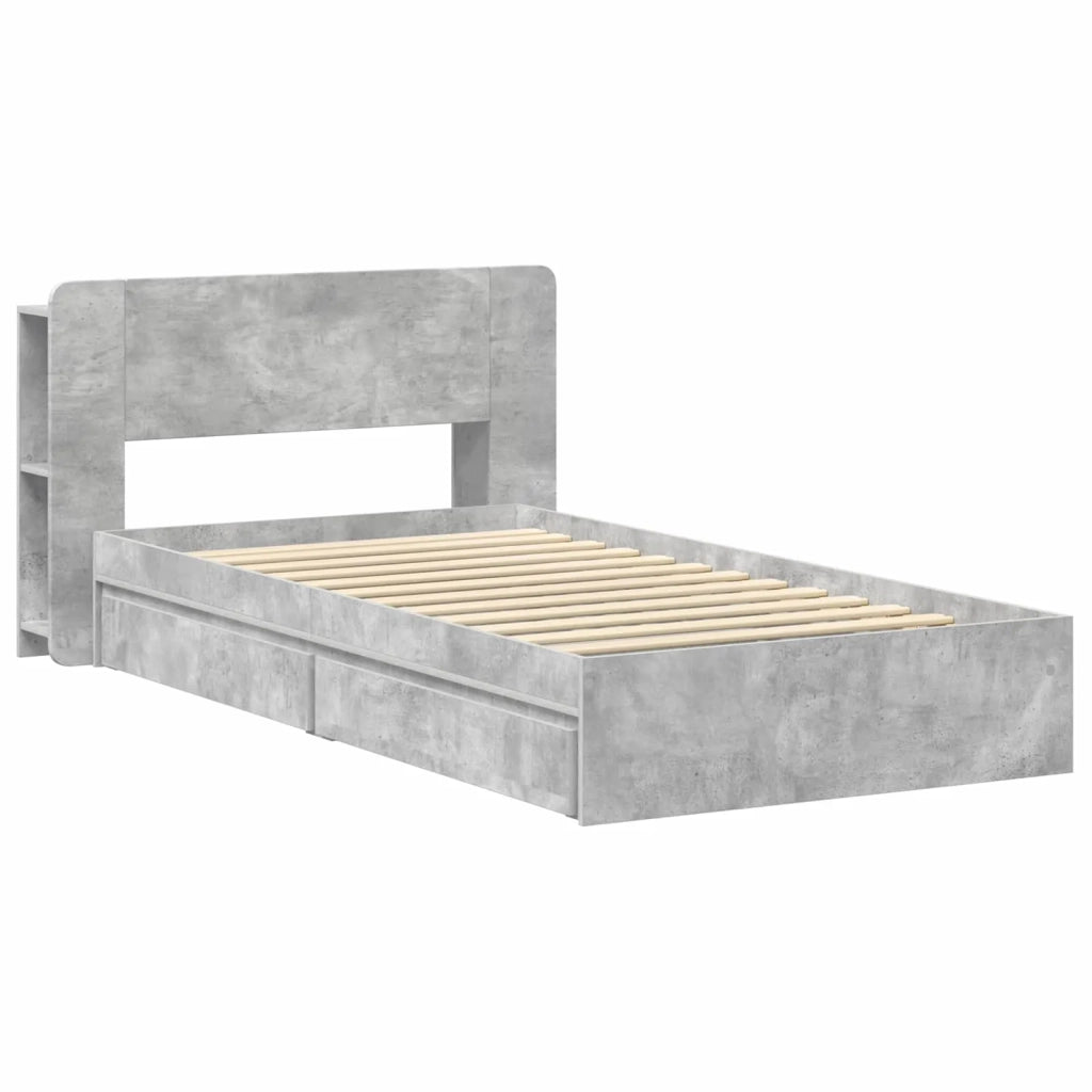 Telaio del letto con storage Grigio Cemento 90 x 190 cm