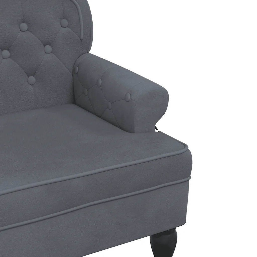 Panca con Schienale-Divano Sedia Grigio Scuro 119,5x64,5x75 cm in Velluto