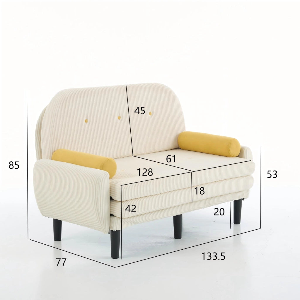 Divano Loveseat con Vano Contenitore ¨C MINIMAL ¨C Beige, Velluto a Coste