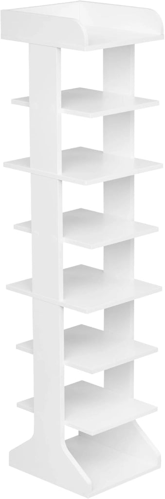 Scarpiera, 8 Livelli di Stoccaggio per Scarpe Strette, Unità di Stoccaggio Salvaspazio per Corridoio, Soggiorno, Camera da Letto, Angoli, Bianco, 27,5x30x121 cm