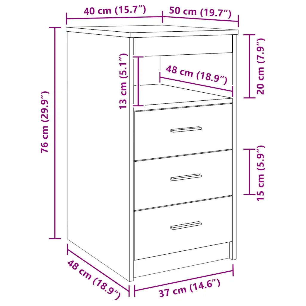 Cassettiera Grigio Sonoma 40x50x76 cm in Legno Multistrato 815094
