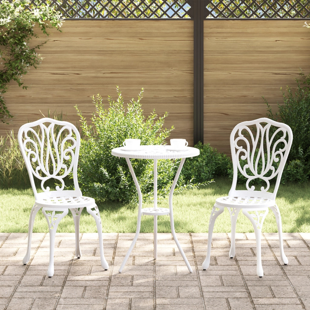 Set da Giardino Bistro 3 Pezzi  in Alluminio Bianco