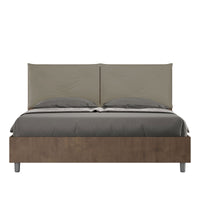 Letto Matrimoniale 160x200 cm Senza Rete Struttura Noce con Cuscini in Similpelle Egos Appia Cappuccino