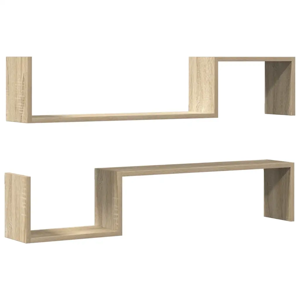 Mensole a Muro 2 pz-Set di 2 Scaffale a parete Rovere Sonoma 100x15x20 cm Legno Multistrato
