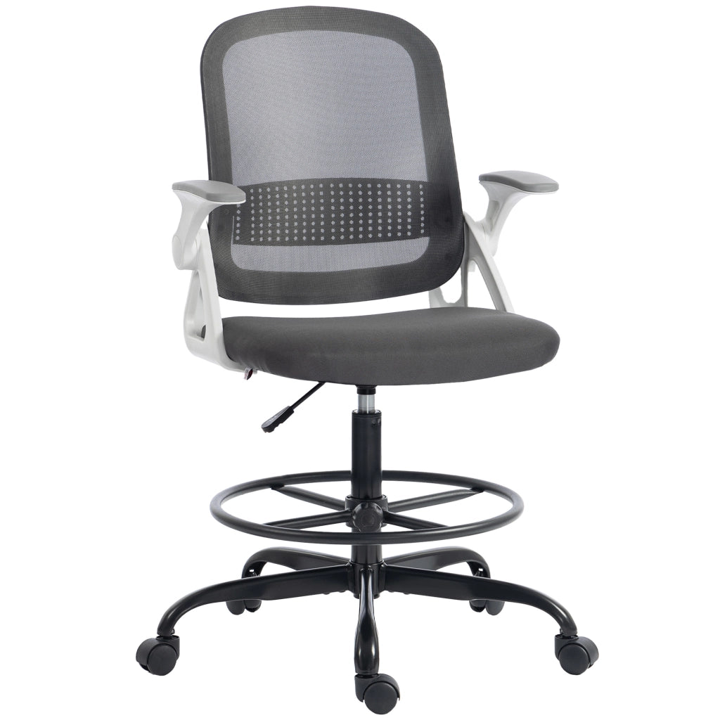 Sedia da ufficio in rete con braccioli regolabili e poggiapiedi ¨C Minimal ¨C Grigio