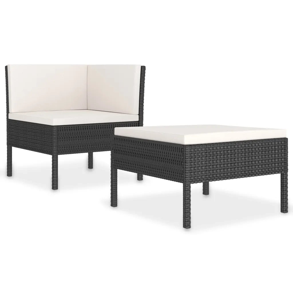 Set Divani da Giardino 2 pz con Cuscini in Polyrattan Nero cod mxl 37756