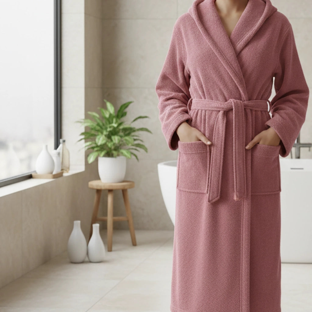 Satofa, Accappatoio 100% Cotone con Cappuccio, Rosa