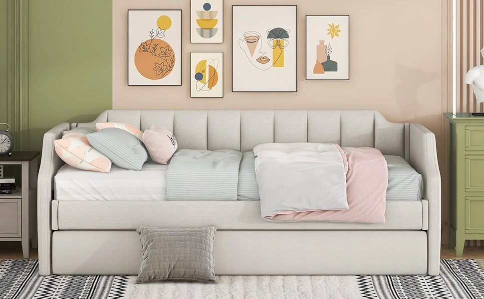 Letto giorno imbottito in cotone lino 90x200 cm