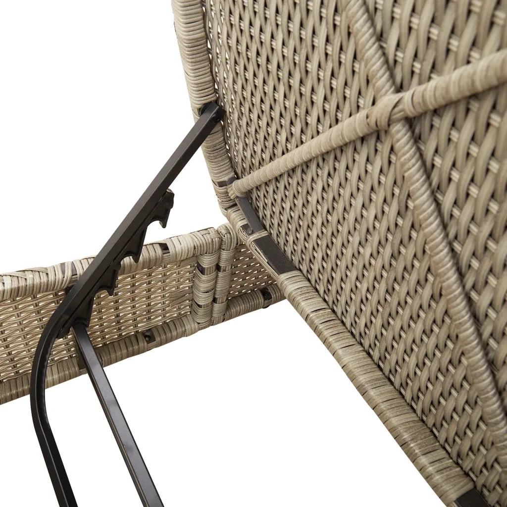 Lettino Prendisole | Sdraio da giardino | Lettino da sole Doppio con Cuscini Grigio Chiaro Polyrattan
