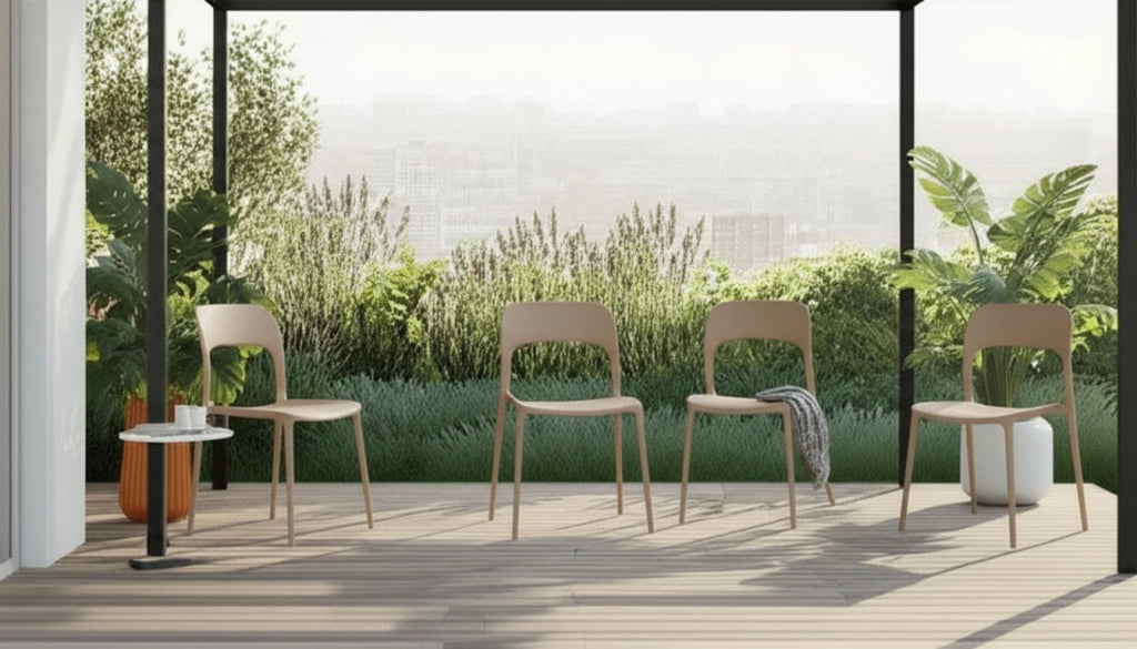Set 4 Sedie Da Giardino In Polipropilene Impilabili Leggere E Resistenti Ideali Per Esterni Terrazze Giardini Bar Dehors Ristoranti 41 x 82,5 x 52 cm Tortora