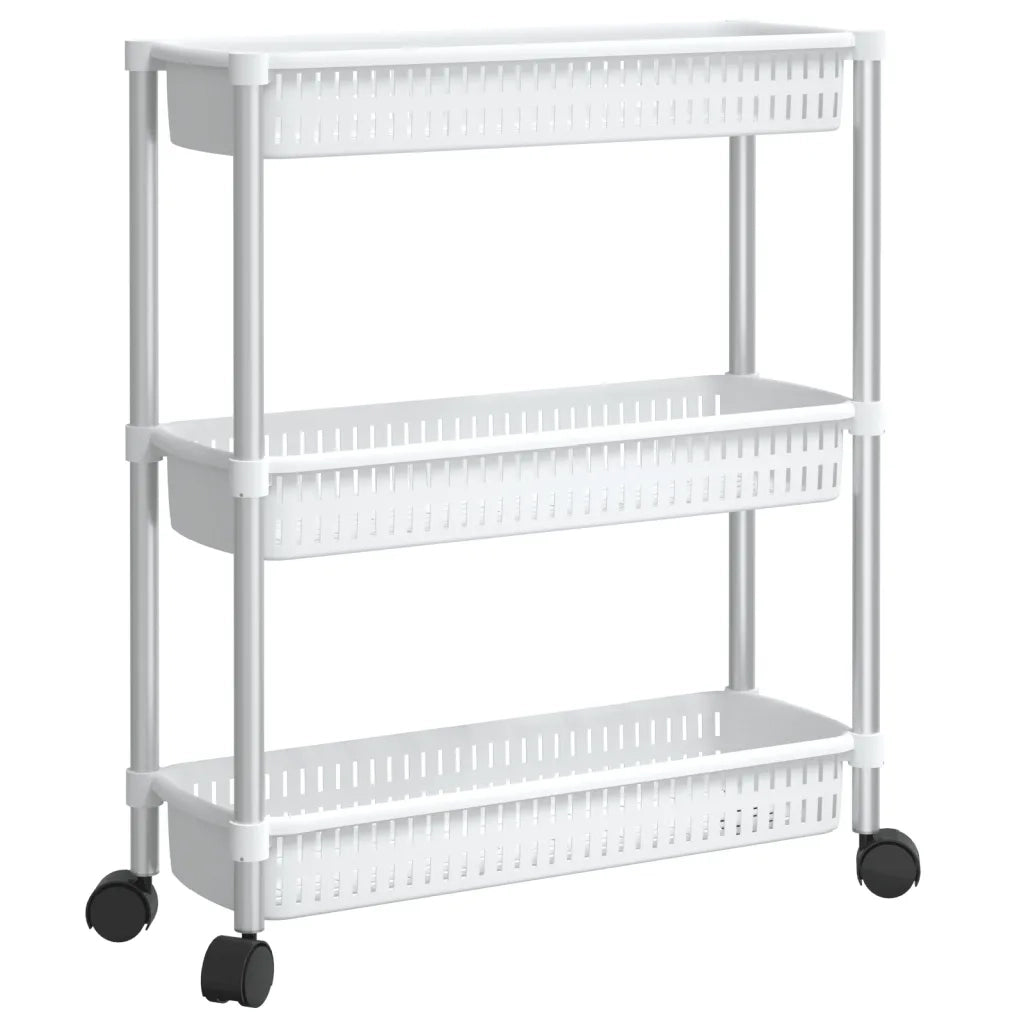 Carrello Portaoggetti a 3 Livelli Argento e Bianco in Alluminio CFW4572498