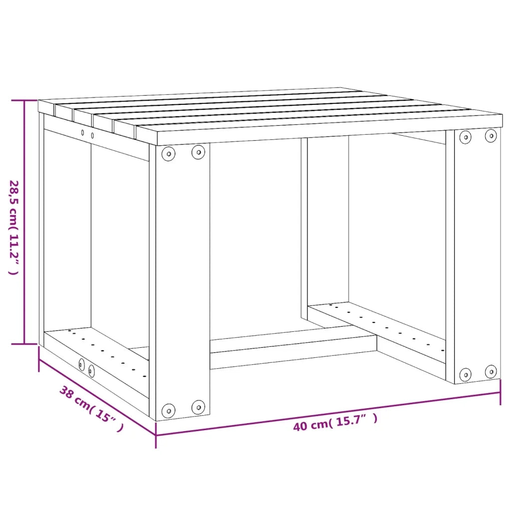 Tavolino da Giardino 40x38x28,5 cm in Legno Massello di Pino 825079