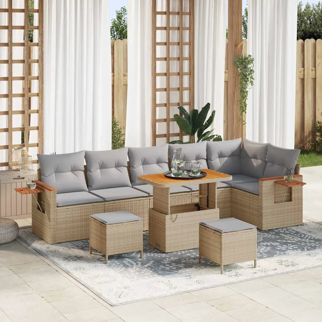 Set Divano da Giardino 11 pcs Beige e Grigio Chiaro polyrattan
