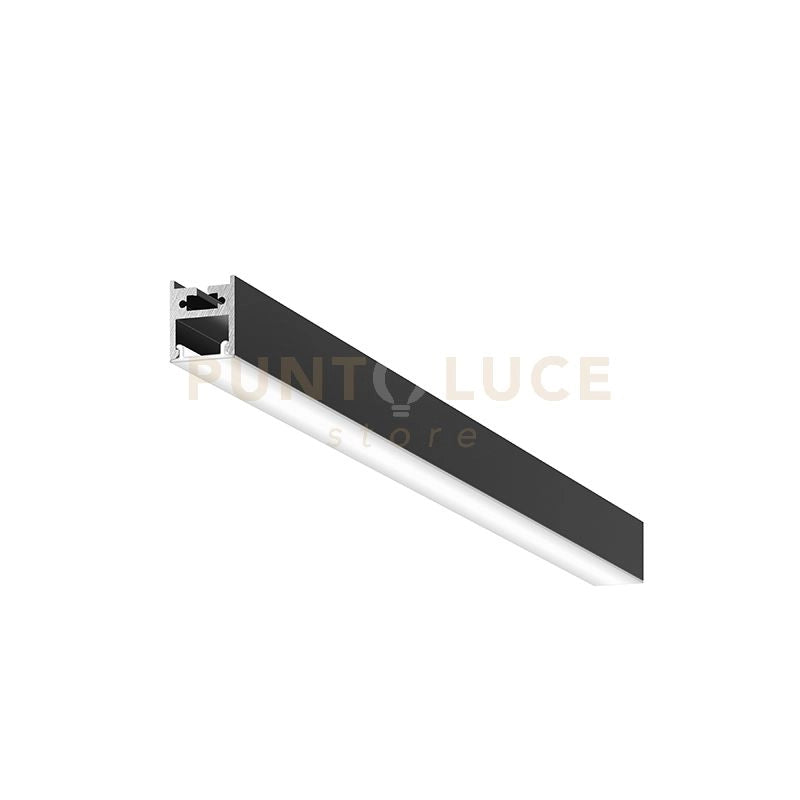 BLED G -- PROFILO IN ALLUMINIO SEZIONABILE CON DIFFUSORE AD INCASTRO BIANCO PARETE/SOFFITTO/SOSPENSIONE MT2 COLORE NERO