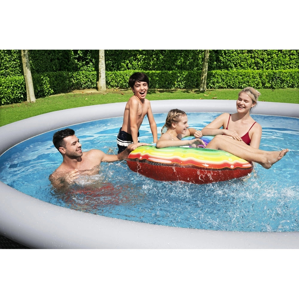 Trade Shop - Piscina Fuori Terra Fast Set Con Pompa Filtro ø396x84cm Effetto Rattan Rotonda 57376 -