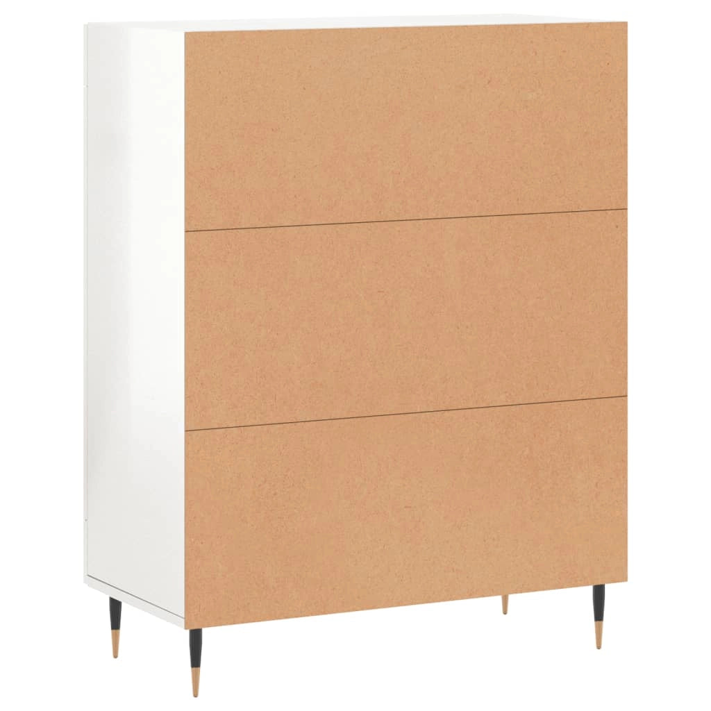 Buffet credenza cassettiera mobiletto mobile contenitore organizer per cucina soggiorno finitura lucida 69,5 x 34 x 90 cm legno ingegnerizzato bianco 02_0030731