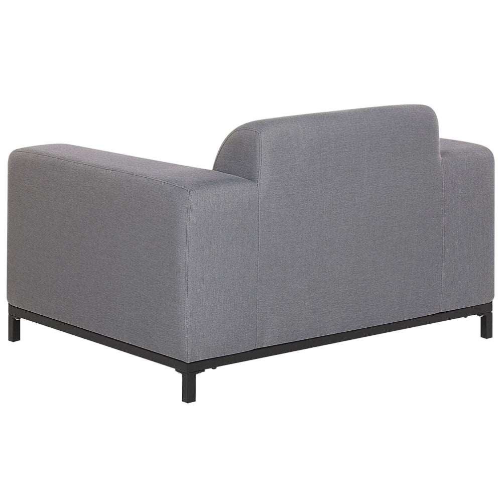 Set di 2 poltrone da giardino rivestimento tessuto grigio gambe alluminio Nero interni ed esterni mobili resistenti agli agenti atmosferici