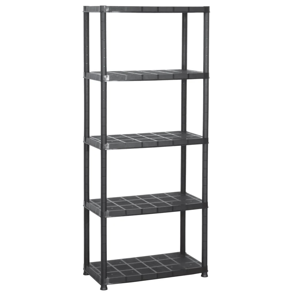 Scaffale portaoggetti nero a 5 ripiani 71 x 38 x 170 cm plastica 02_0000652