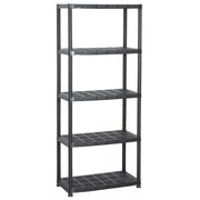 Scaffale portaoggetti nero a 5 ripiani 71 x 38 x 170 cm plastica 02_0000652