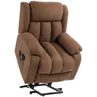 Poltrona Elettrica Alzapersona Massaggiante Reclinabile con Telecomando, in Tessuto, 91x93x103cm, Marrone