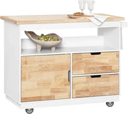 Carrello da Cucina - Isola Cucina - Trolley di Stoccaggio - Servizio - Colore Marrone - Bianco - Legno - MDF - 119 x 55 x 90 cm