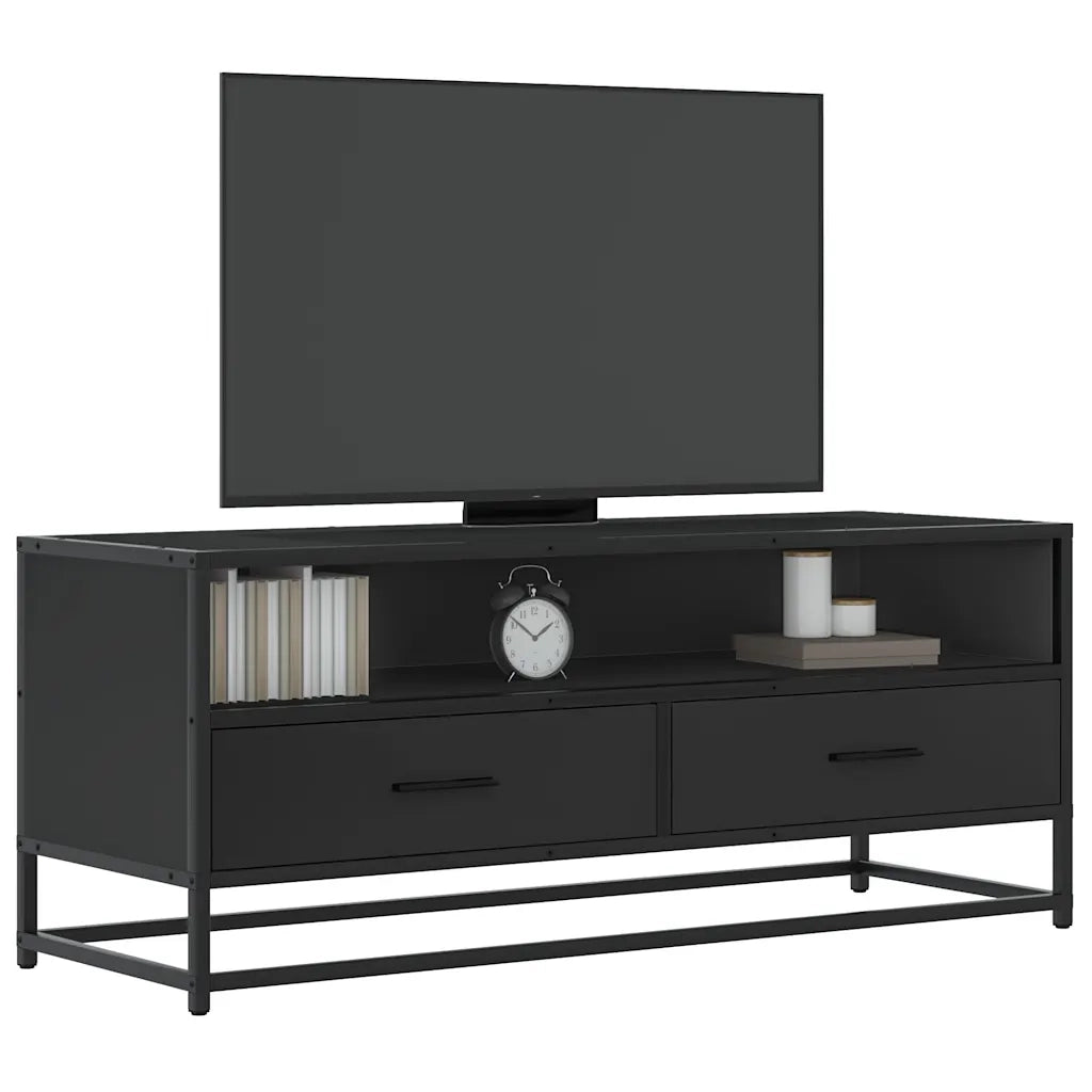 Mobile Porta TV Nero 180x30x50cm in Truciolato e Metallo 848814