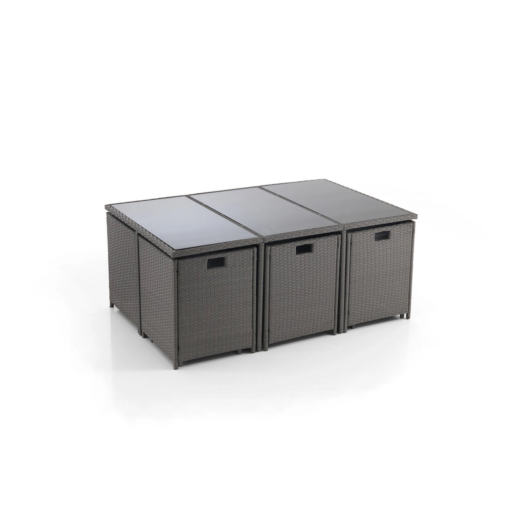 Set tavolo e sedie esterno struttura in acciaio grigio