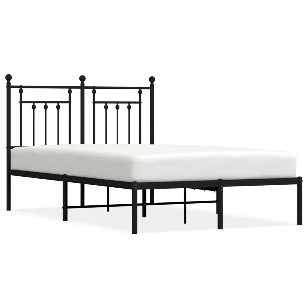 Letto matrimoniale | Letto per adulti | Giroletto con Testiera in Metallo Nero 120x200 cm