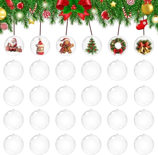 Decorazioni per albero di Natale trasparenti - Set da 30 pezzi - 6 cm - Ornamenti indeformabili per albero di Natale e sala - Decorazione festiva per albero di Natale.