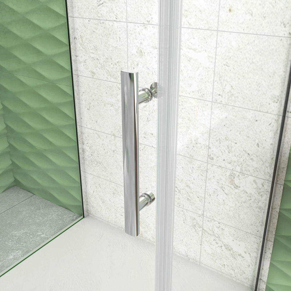 185 cm Box Doccia a Tre Lati Porta Battente 70 cm Doppia Parete Fissa 70 cm Vetro da 6 mm Temperato Anticalcare Barra Stabilizzatrice 45 cm Cromo Lucido