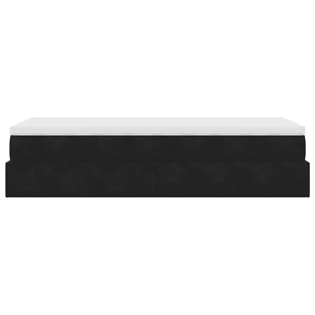 Struttura Letto Pouf con Materasso Nero 100x200 cm Velluto 3311167